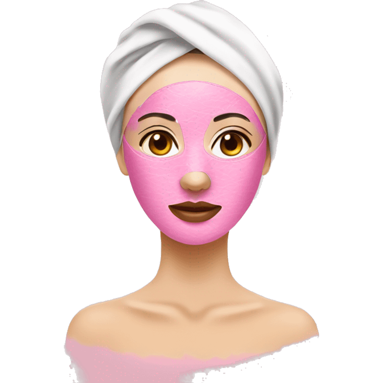 Lady with pink face mask spa beauty full face relaxing emoji