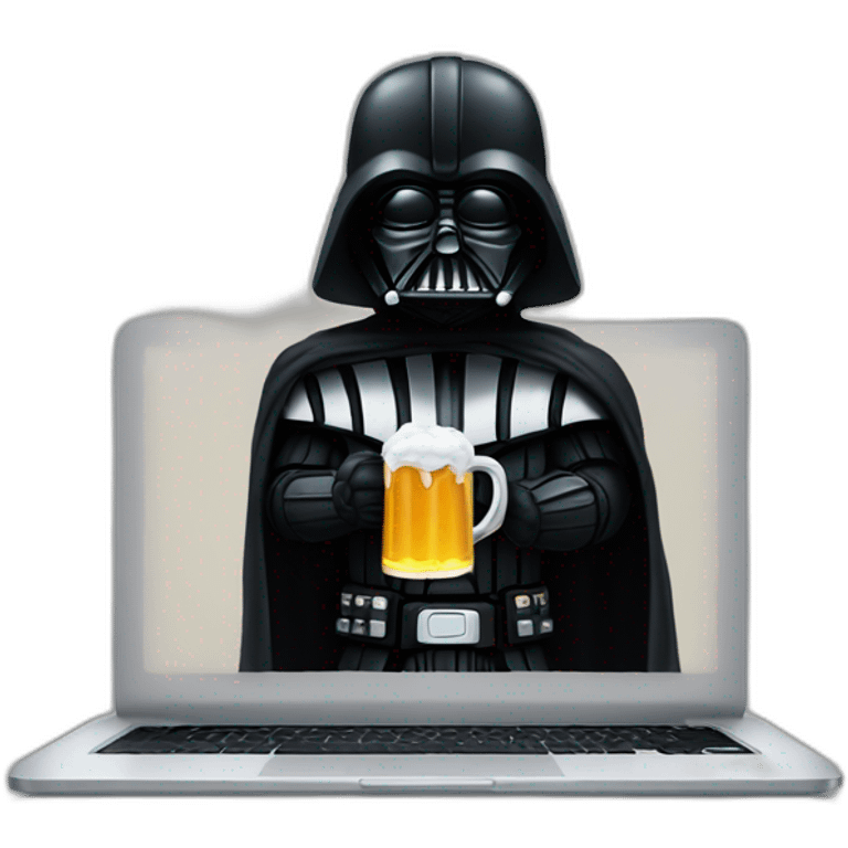 Dark vader holding a beer and a macbook emoji