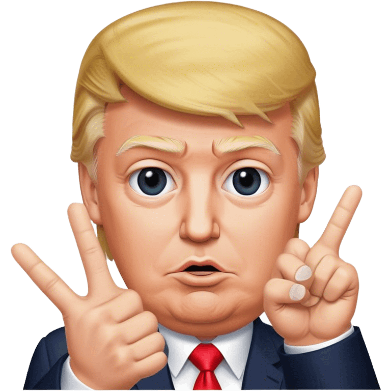 Donald  Trump shows hand  victory hyperrealistic emoji