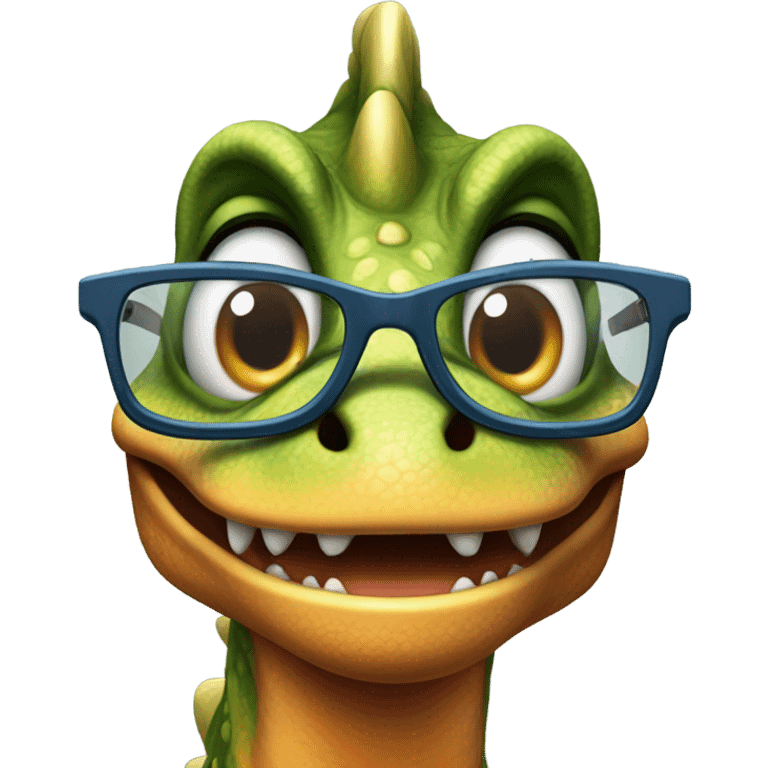 dinosaur with glasses emoji