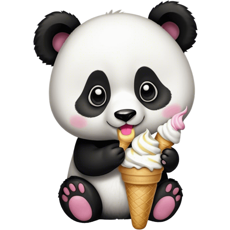 Panda eating ice cream emoji