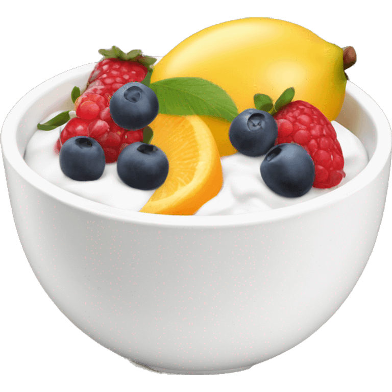 Yoghurt bowl with fruit emoji