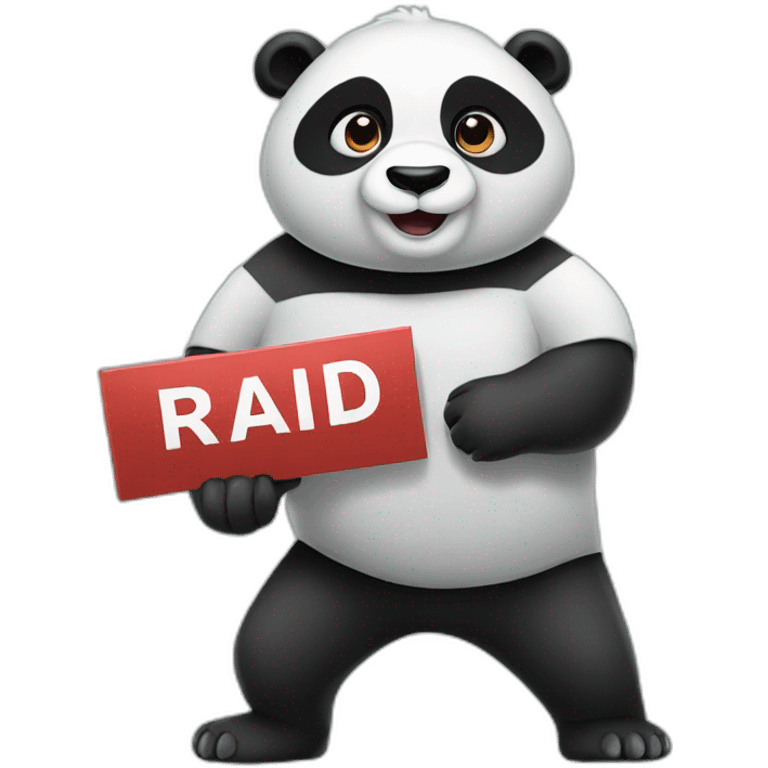 Panda holding a sign that says raid emoji