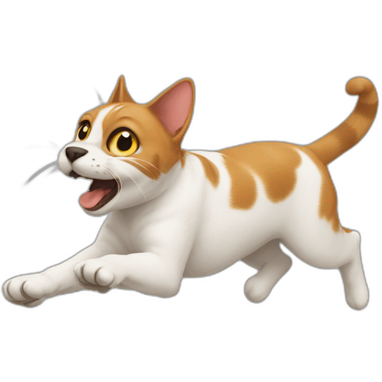 cat running by a dog emoji