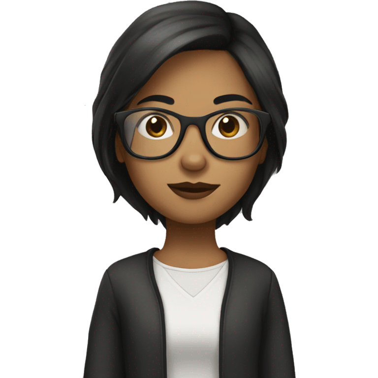 girl with dark brown hair and clear glasses emoji