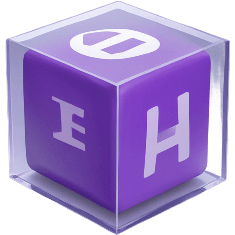 purple cube inside another glass cube isometric view emoji