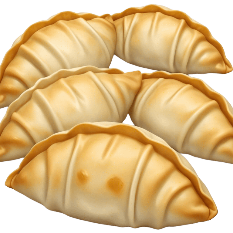 Gyoza Cinematic Realistic Gyoza Dish Emoji, depicted in a close-up view of 1 to 2 delicate dumplings with a crisp, golden exterior and savory filling, rendered with exquisite detail and dynamic lighting. emoji