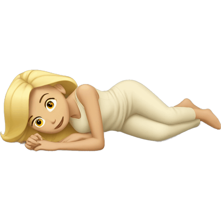 blonde woman laying on floor emoji