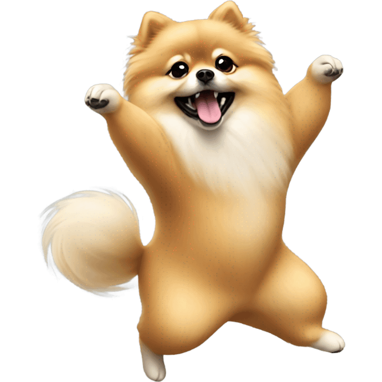 Pomeranian dancing in a circle emoji