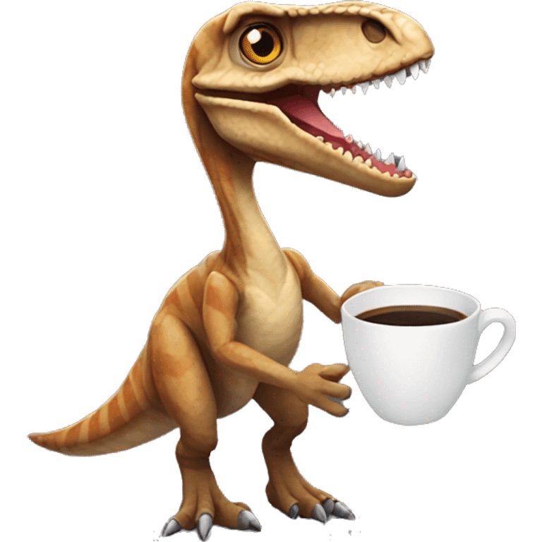 Velociraptor holding a coffee  emoji