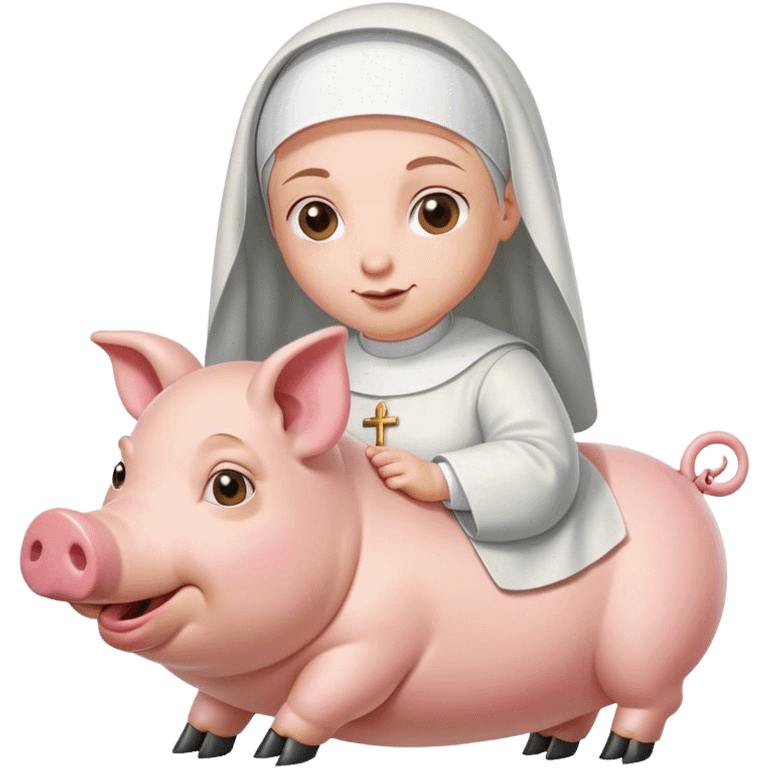 nun riding a pig emoji