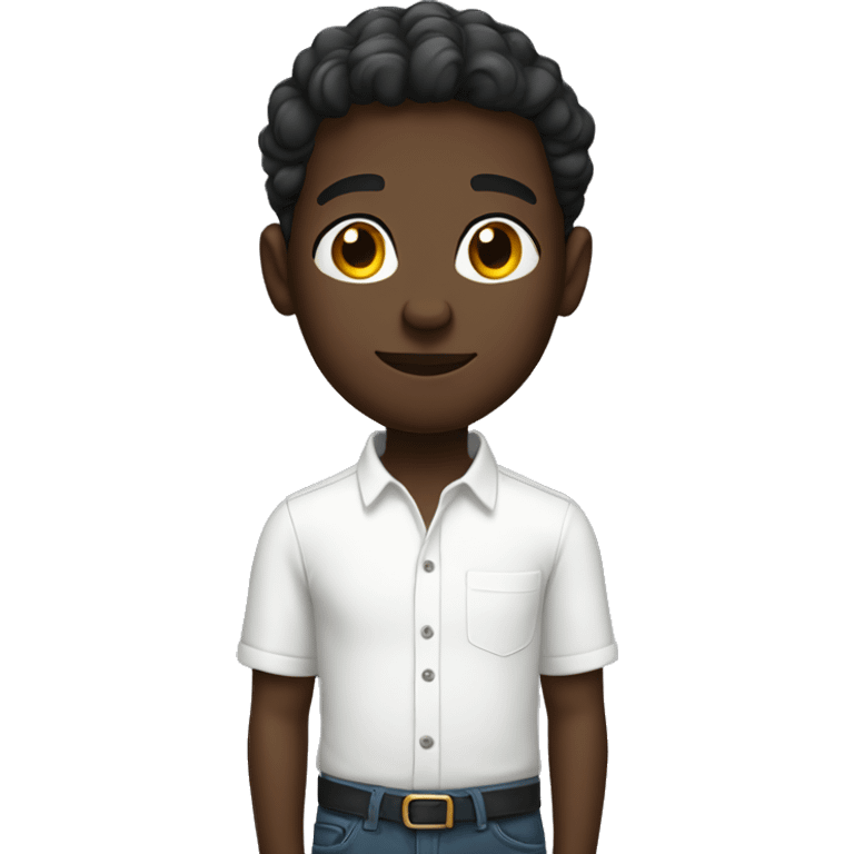 dark-skinned boy in white shirt emoji