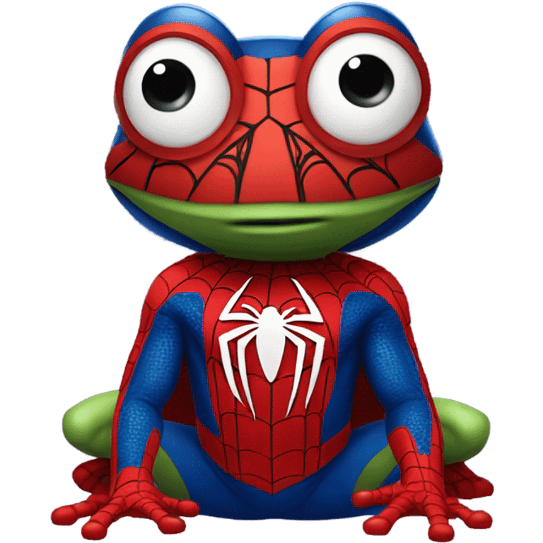 A frog in a spider-man costume emoji