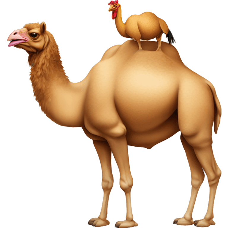 A hen over a camel emoji