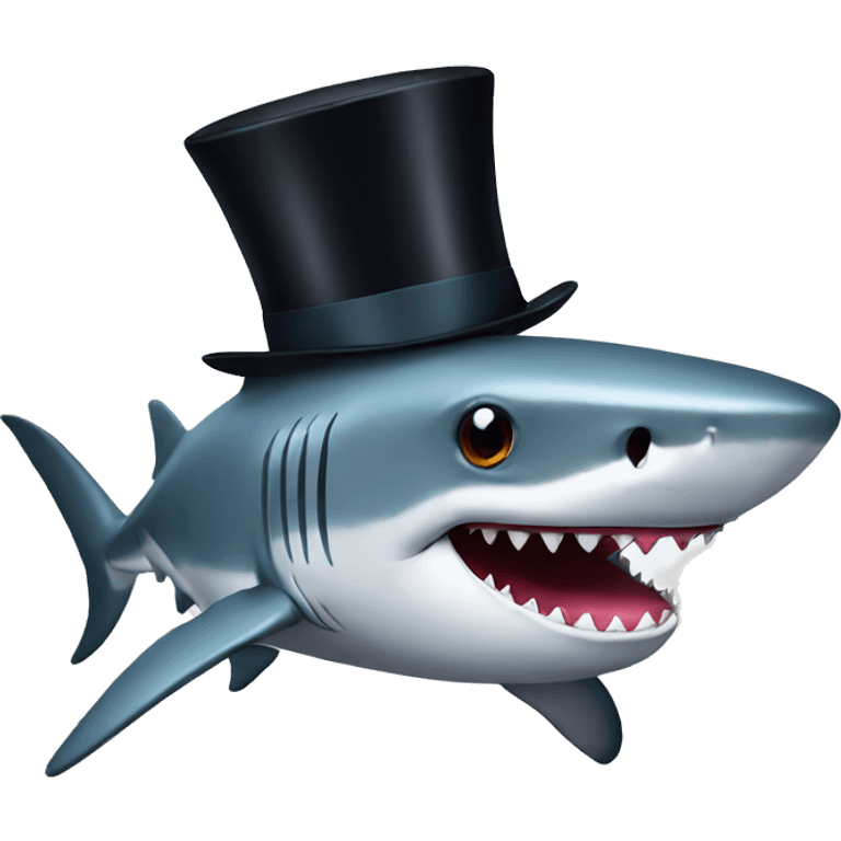 Shark with a top hat emoji