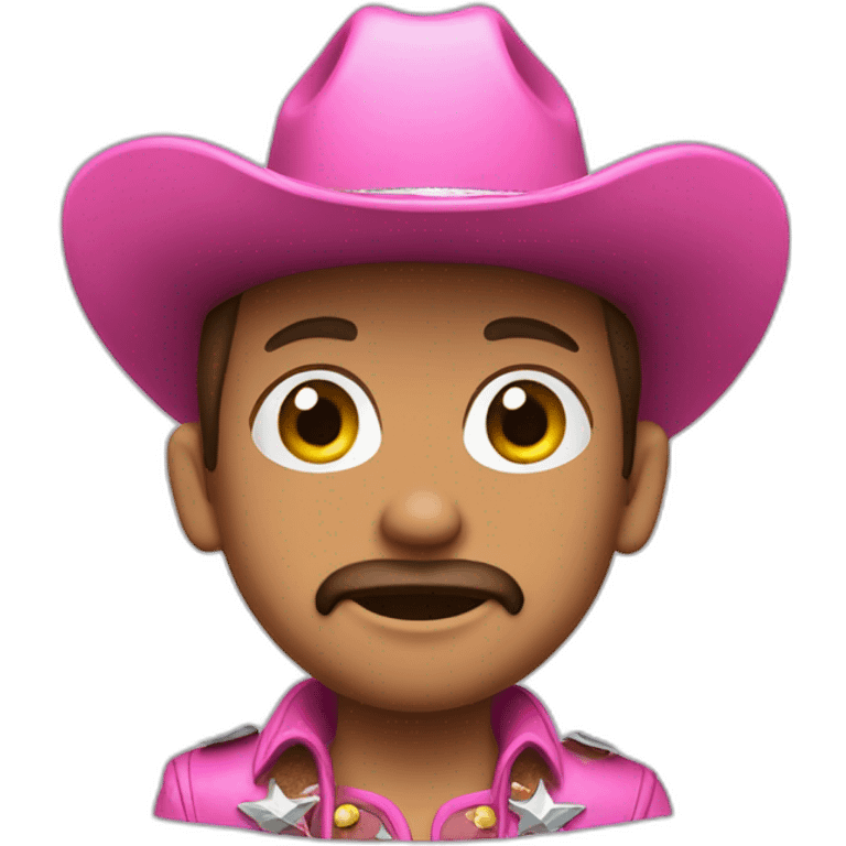 a cowboy wearing a pink hat and wearing a glittery belt. Show the full body emoji