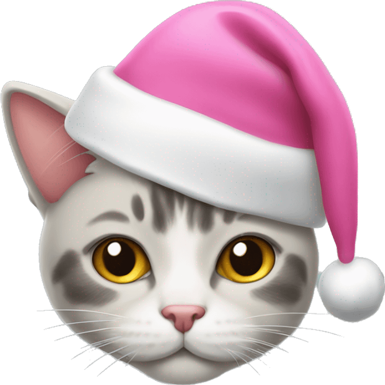 Pink santa claus hat cat emoji