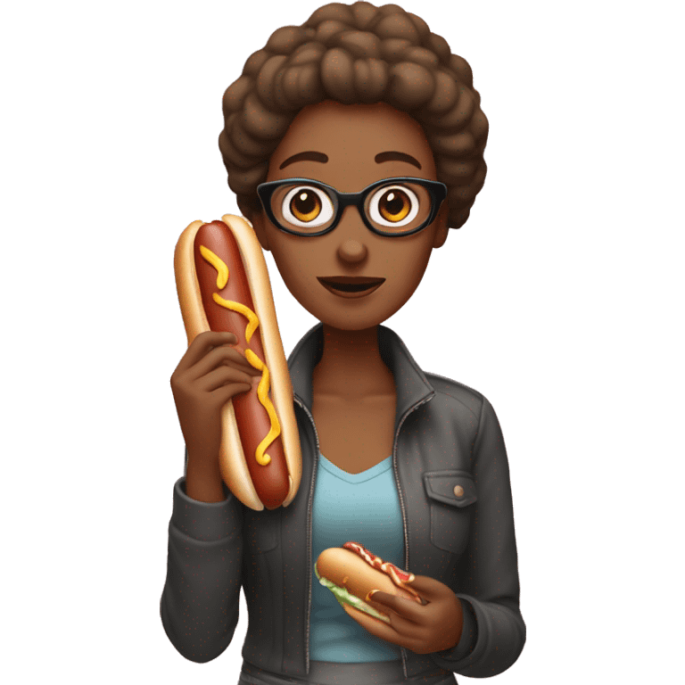 Woman eating hot dog with no bun emoji