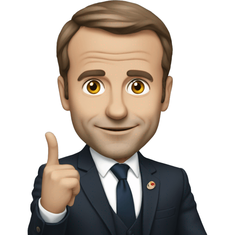 Emanuel macron qui fait du hand emoji