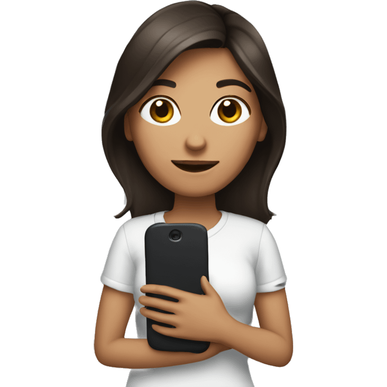 brunette with a phone in her hands emoji