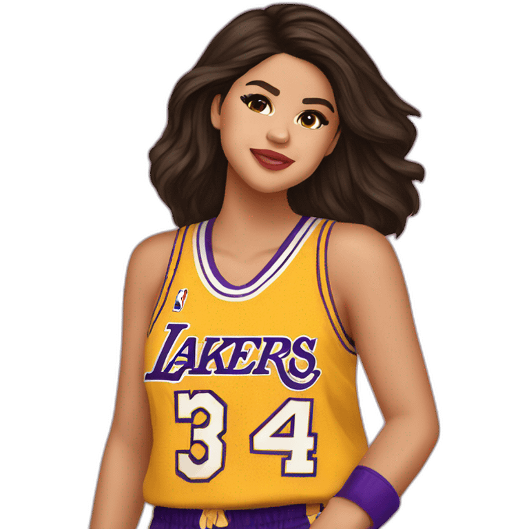 selena gomez wearing lakers jersey emoji