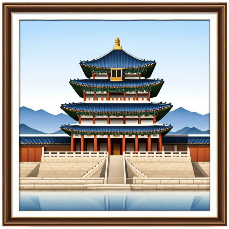 Cinematic Realistic Gyeongbokgung Palace Landmark Emoji, depicted with regal historic architecture rendered with intricate detail and majestic, dynamic lighting. emoji