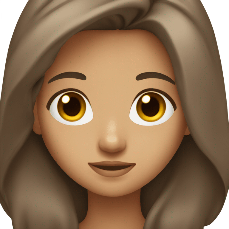 a girl with brown eyes and brown hair long emoji