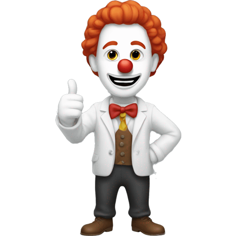 red hair, white face, bold clown with thumbs up emoji