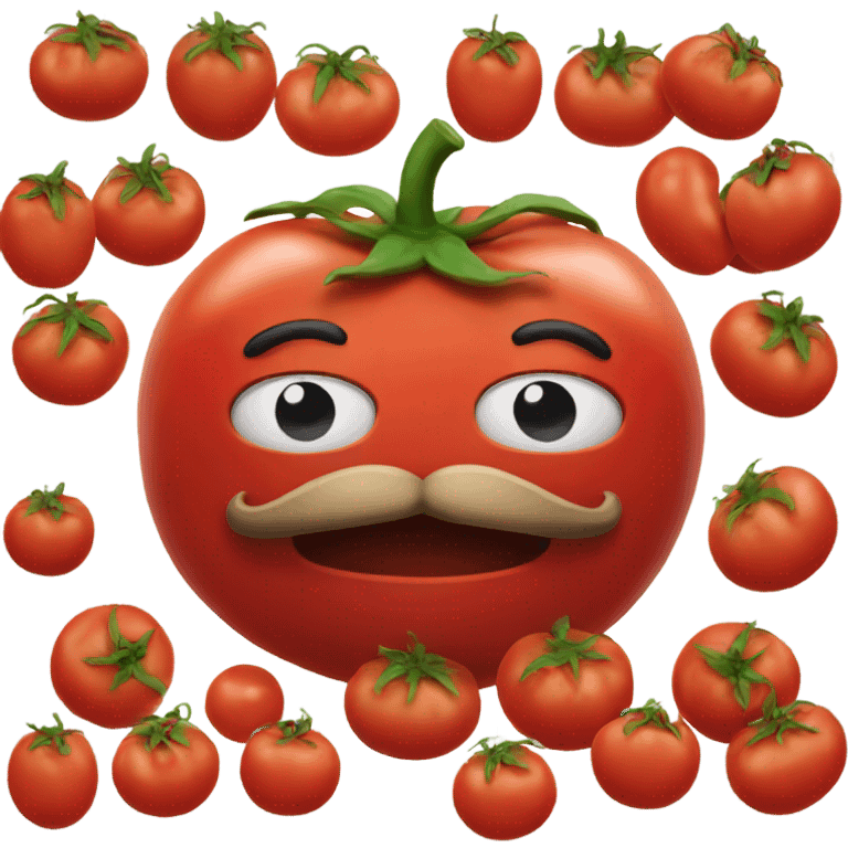 kind tomato with face and hands and mustache emoji