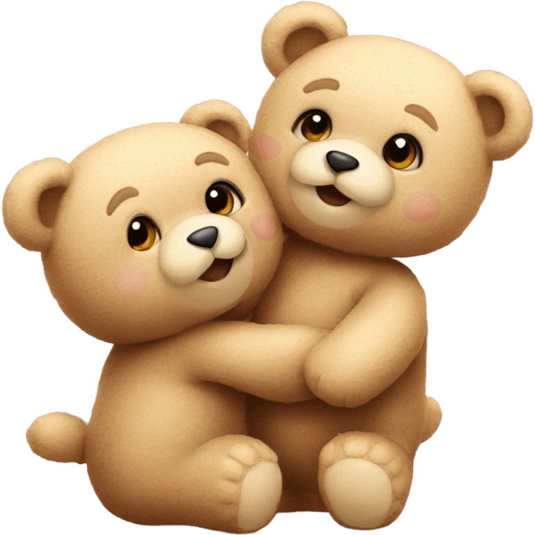 two cute teddy bears in love emoji