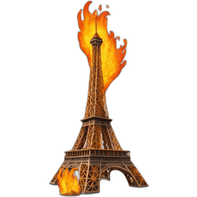 Renard qui monte une tour Eiffel en feu emoji