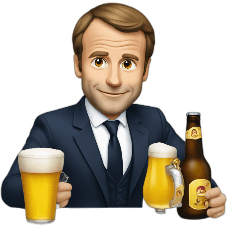 Macron qui prend une bierre emoji