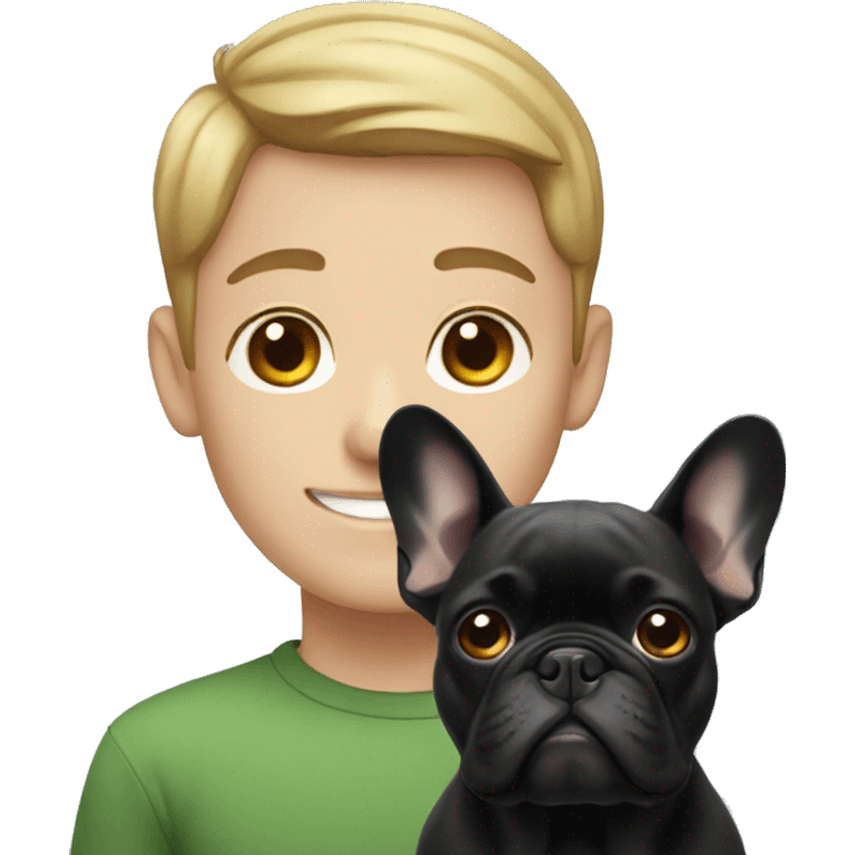 boy with black french bulldog emoji