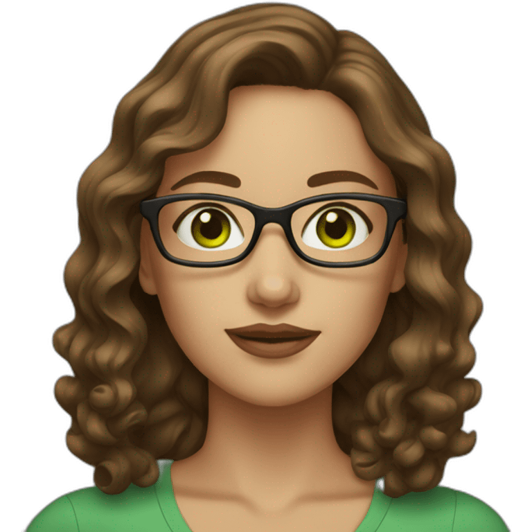 woman-with-wavy-brown-hair-square-glasses-green-eyes emoji