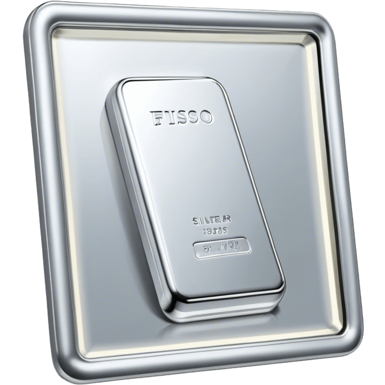 Cinematic Realistic Silver Bar, Cool and gleaming, with smooth, polished silver surfaces reflecting the light in soft, pristine highlights. The elegant shine of the metal exudes sophistication and timeless class. Soft glowing outline, capturing the essence of refined luxury and understated elegance in polished silver. emoji