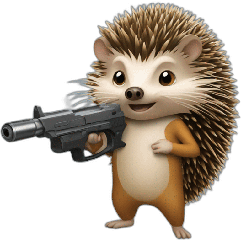 hedgehog weilding a gun emoji