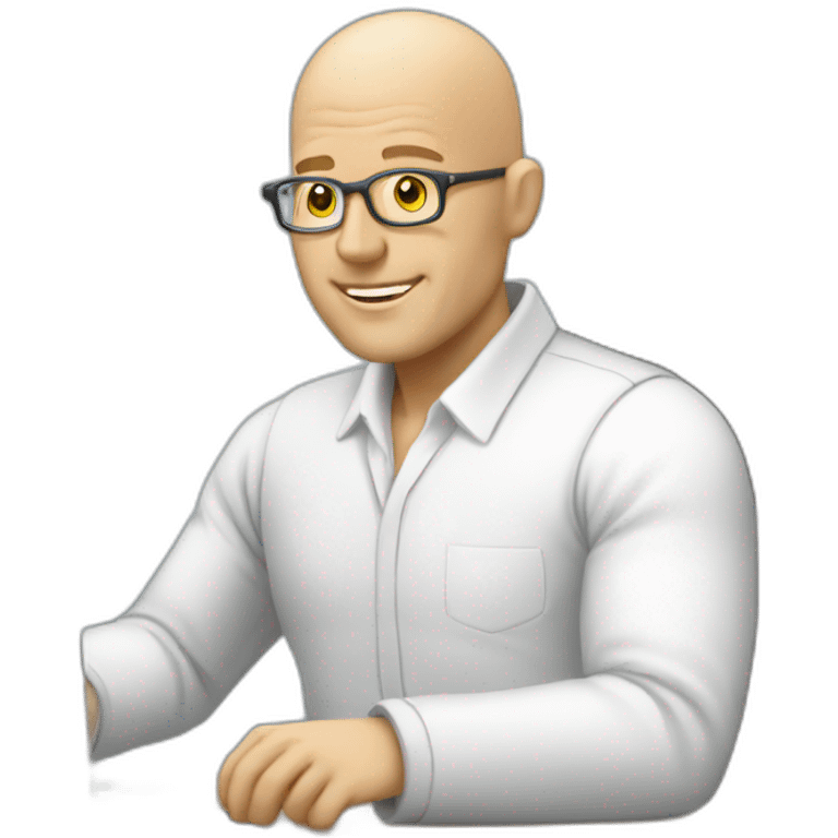 White bald man work on computer emoji