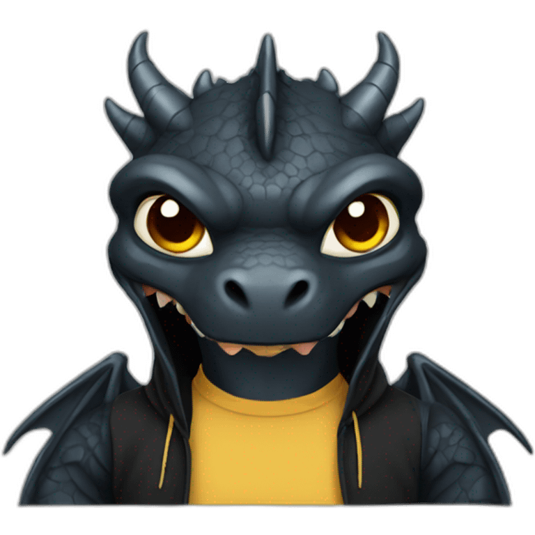 Black Dragon with tattoos wearing hoodie emoji