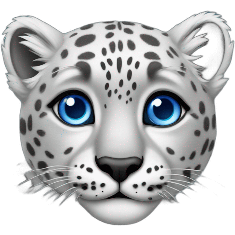 snow leopard with blue eyes emoji