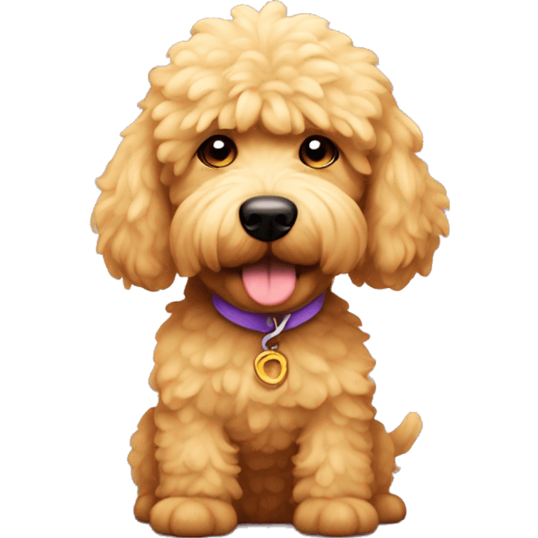 Tiny golden doodle looking sassy emoji