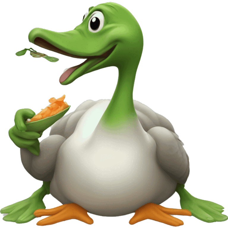 Goose eating frog  emoji