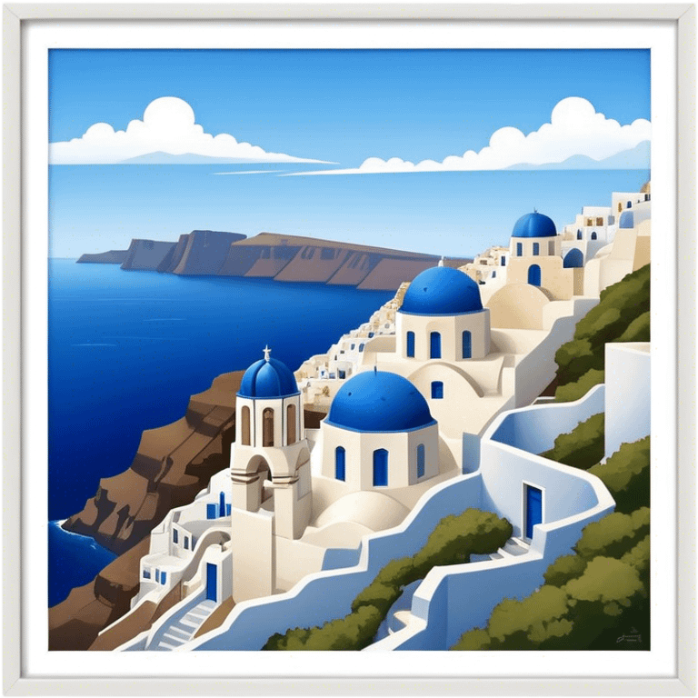 Cinematic Realistic Santorini Caldera Landscape Emoji, depicted with dramatic white‚Äêwashed cliffs overlooking a deep blue sea rendered with crisp textures and radiant lighting. emoji