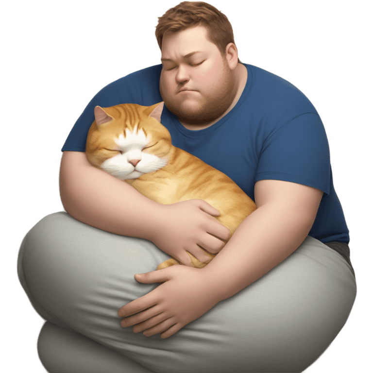 fat cat sleeping on boys arm emoji