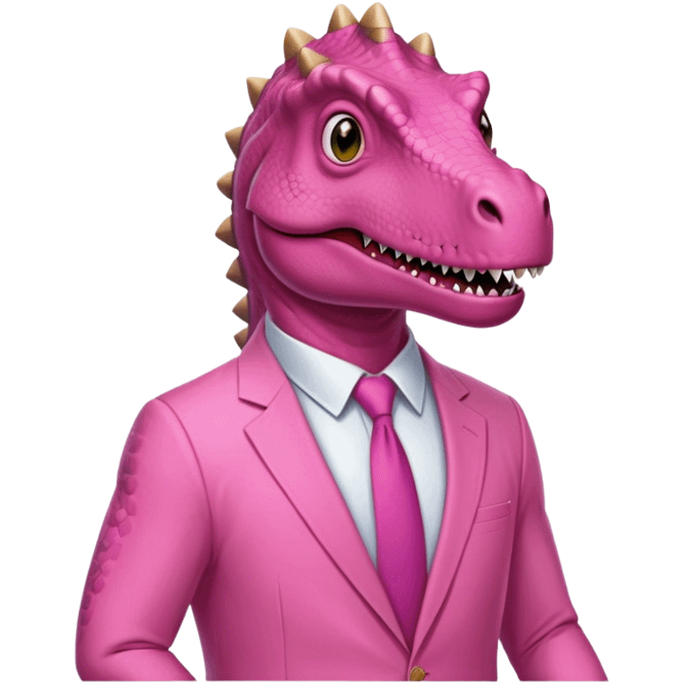 office worker dinosaur in all pink suit emoji