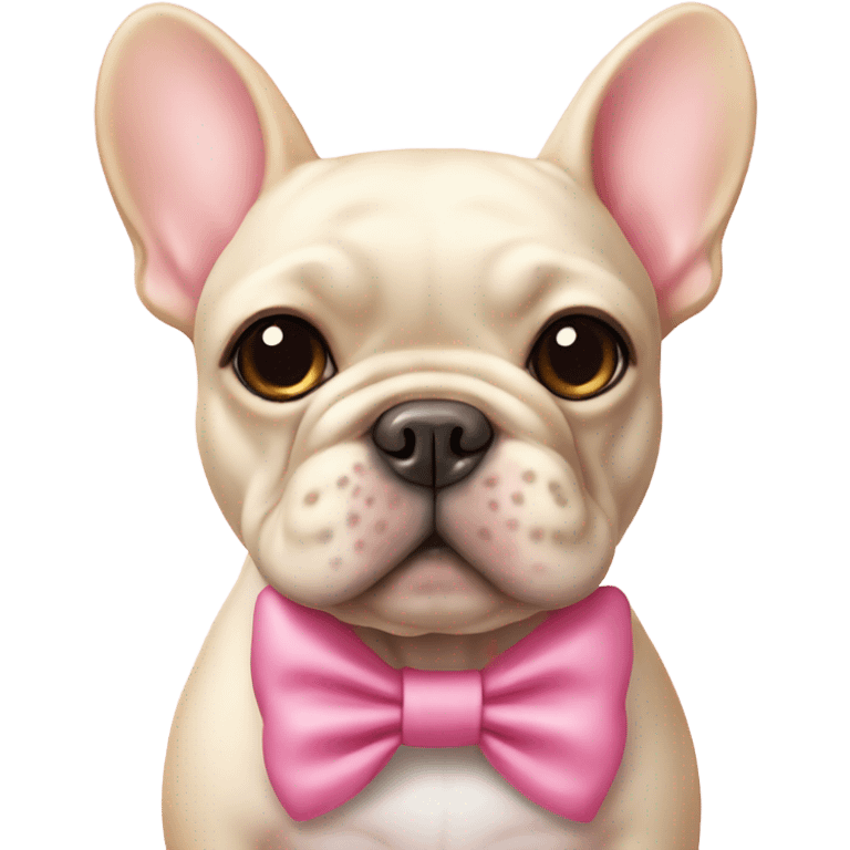 Cream frenchie with pink bow emoji