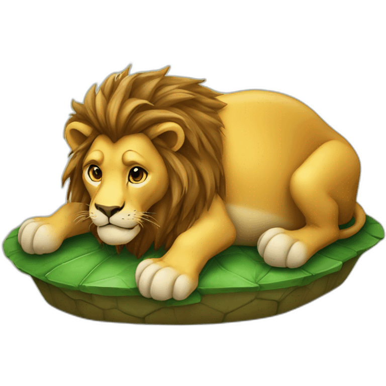 Lion sur tortue emoji