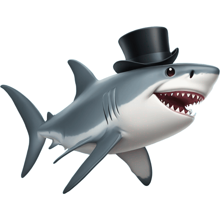 Shark with a top hat emoji