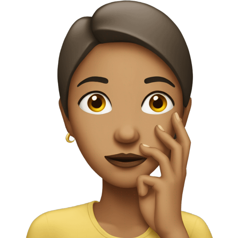 thinking woman with hand on her face emoji