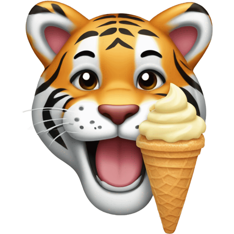 Tiger eating an ice cream cone emoji