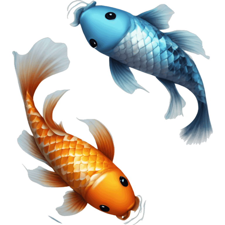 Pisces Two realistic koi fish swimming in circle ying yang cloudy dreamy emoji